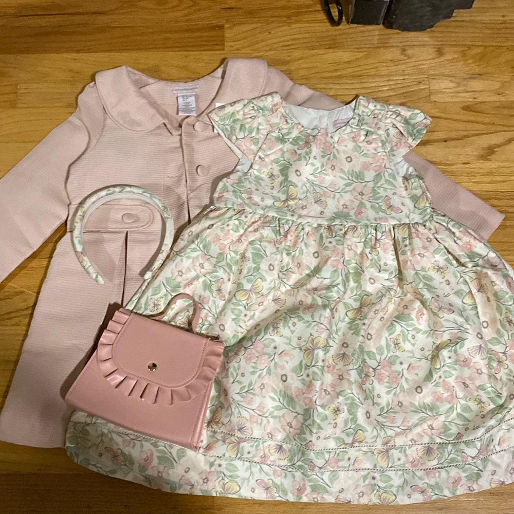 Catherine Malandrino Girls Dress, Coat, Purse, Headband Size 6 NEW